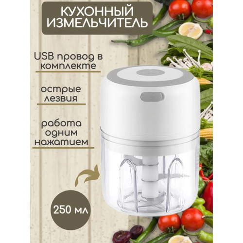 Беспроводной кухонный мини измельчитель 250 мл, Белый
