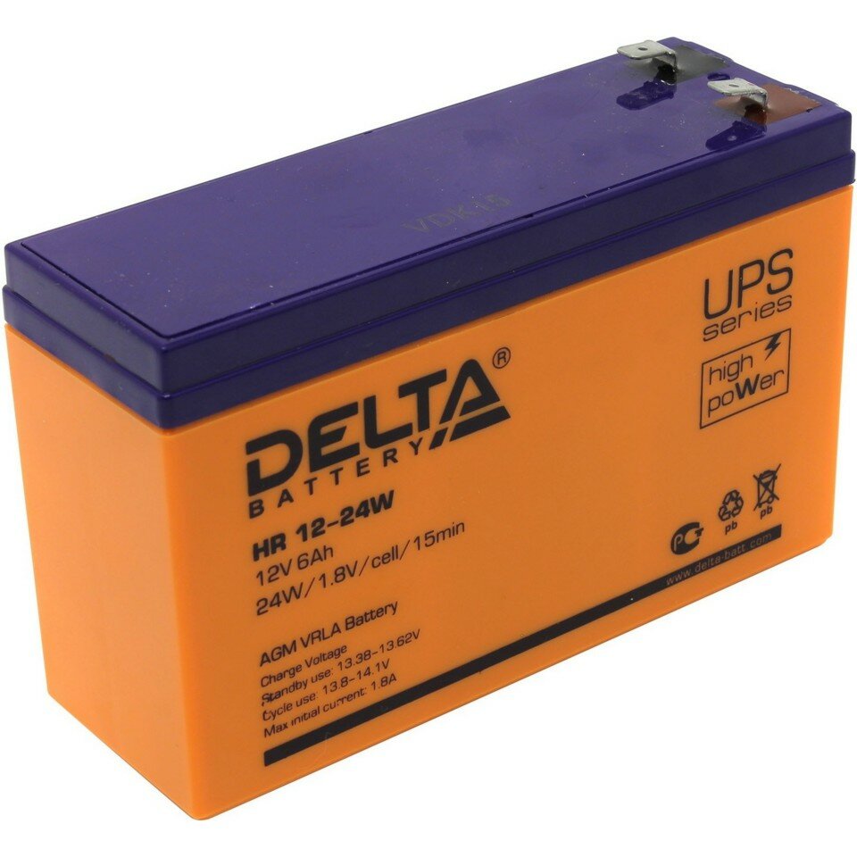 Аккумулятор Delta 12V, 6Ah (HR 12-24 W)