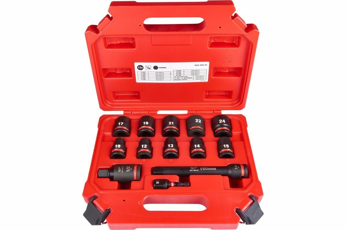 Набор головок Milwaukee 1/2" SHOCKWAVE SETS II STD-13PC - фотография № 2