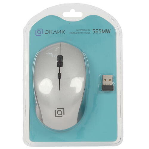 Мышь OKLICK 565MW glossy, оптическая, беспроводная, USB, черный и серебристый [sr-1805] - фото №9