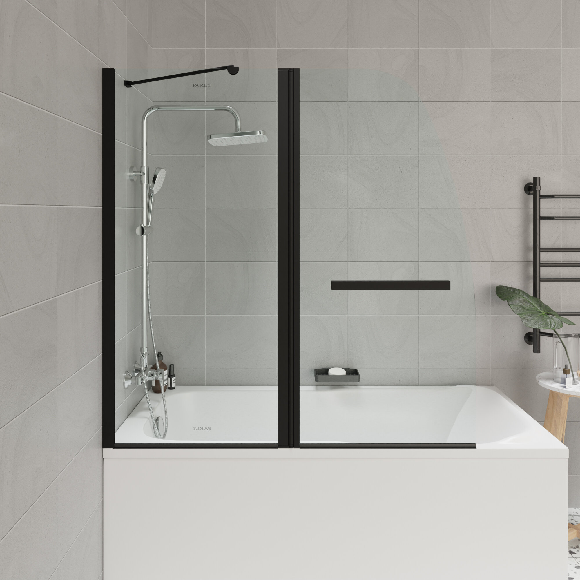 фото Шторка F03B для ванной, распашная PARLY (130x120)