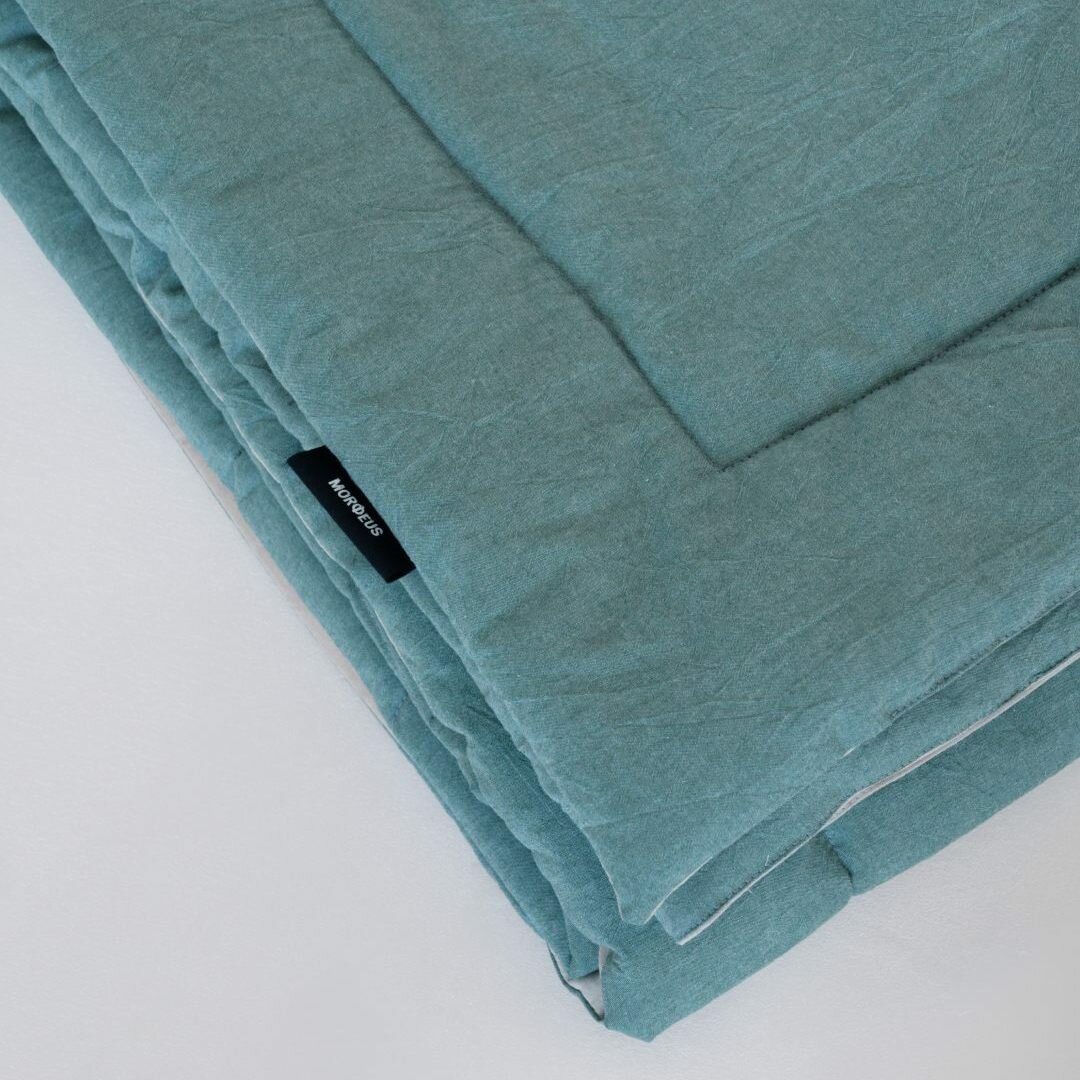 Одеяло MORФEUS - «YURA» из вареного хлопка - Бежево-зеленый - фотография № 3