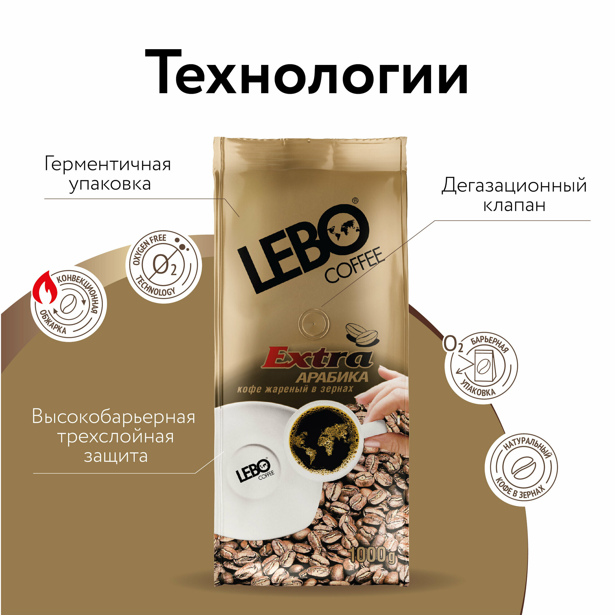 Lebo Extra Арабика кофе в зернах, 1 кг