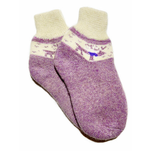 фото Женские носки средние, вязаные, размер 35/39, белый, фиолетовый комоd