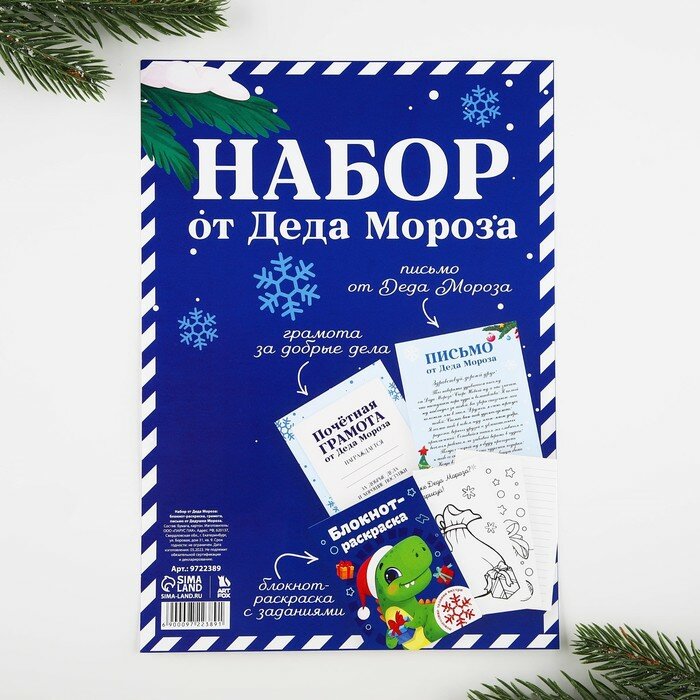 Новый год. Набор письмо от Деда Мороза, блокнот-раскраска, грамота «Дино»