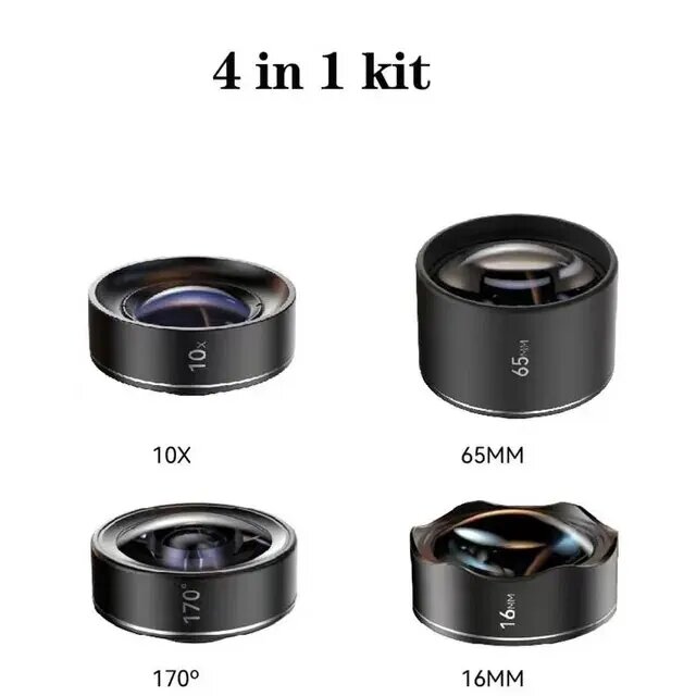 для смартфона 10x Macro 65 мм портрет 170 ° рыбий глаз 16 мм ультра-широкоугольный объектив для сотового телефона IPhone 15 14 13 X Pro Max Samsung, 65mm Portrait Lens