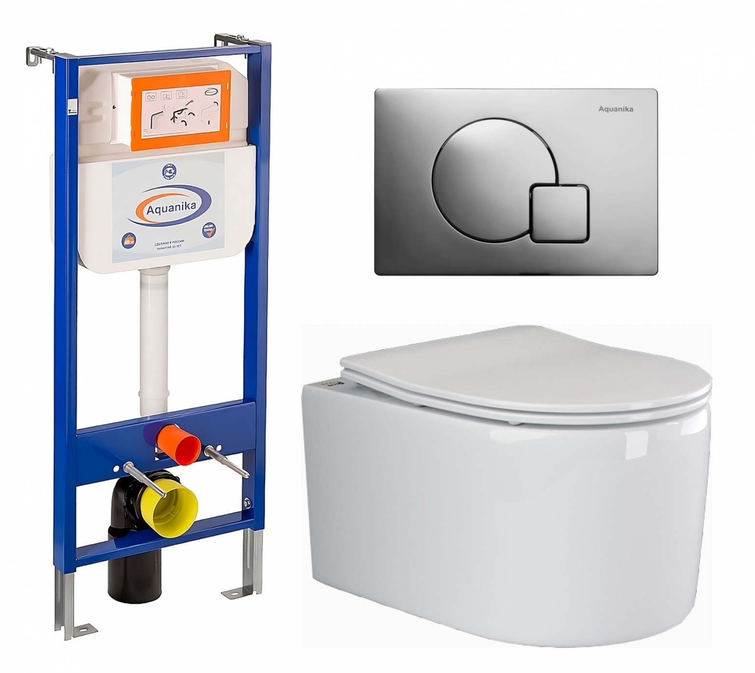Комплект 3 в 1 инсталляция Enio Aquanika + Унитаз подвесной Ceramica Nova Moments CN3003 + кнопка хром