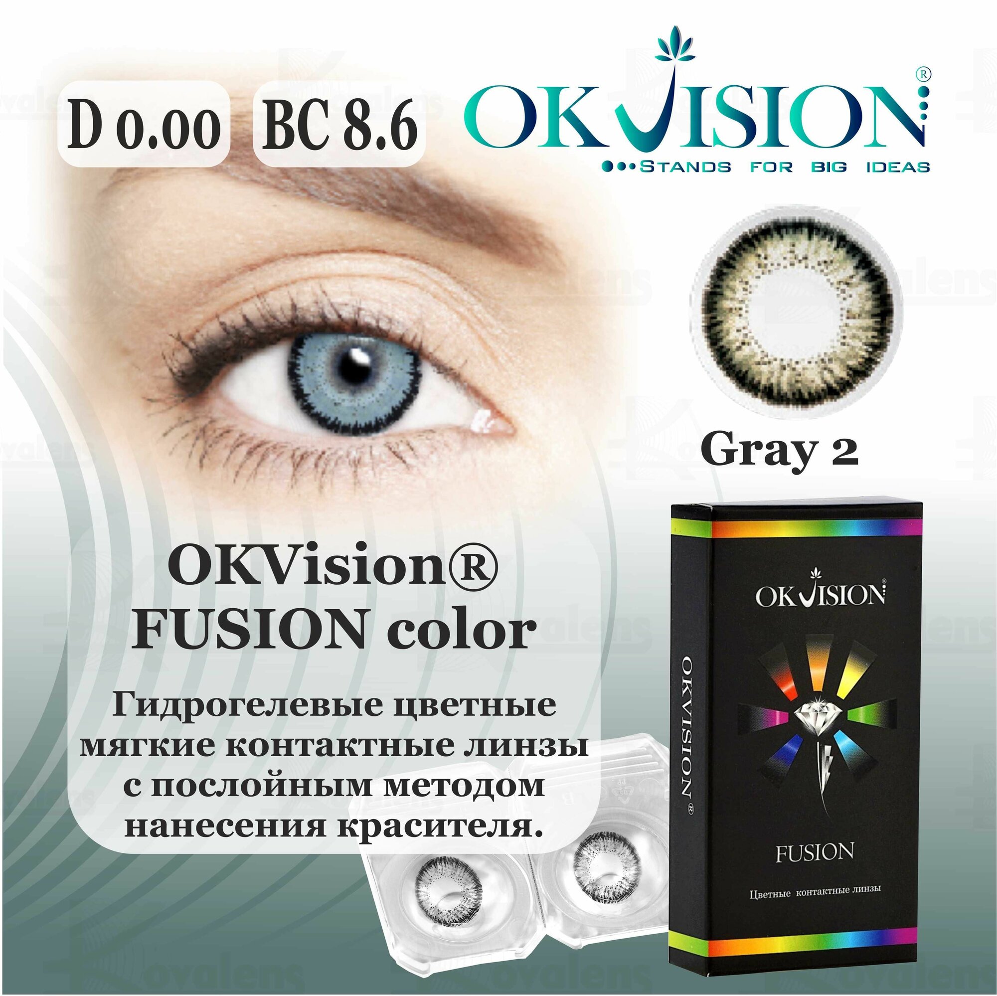 Контактные линзы OKVision Fusion GRAY 2 D -0,00