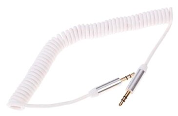 Кабель соединительный , 3.5 Jack (M) - 3.5 Jack (M) спиральный кабель, белый, 2м. — фото 1
