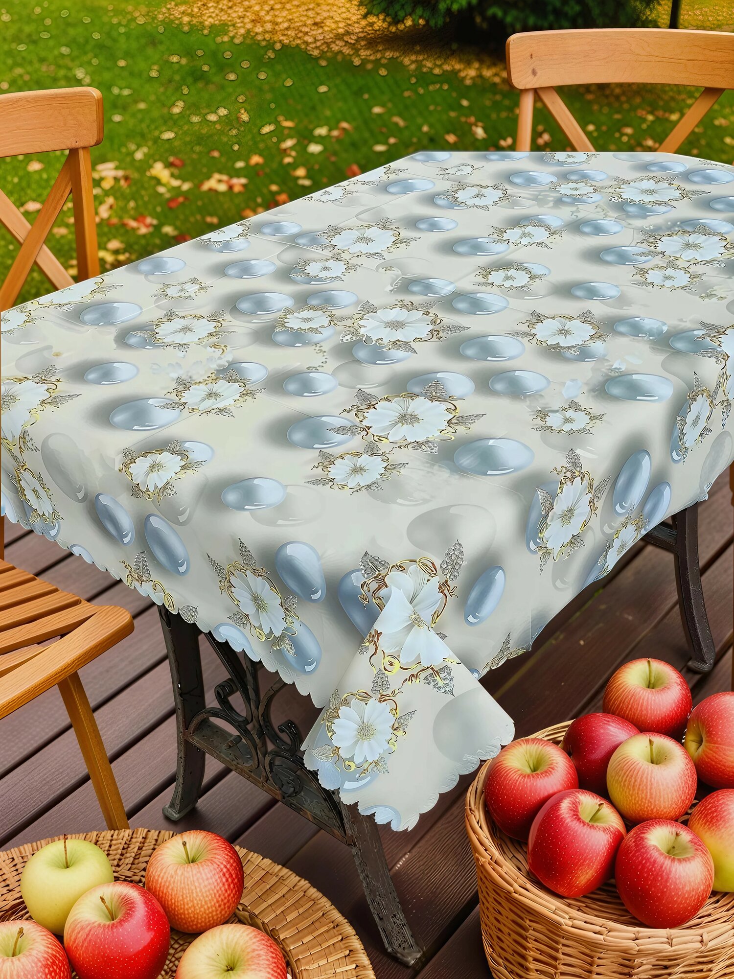 Скатерть на стол Laid Table клеенка для кухни 110x140 тканевая основа водоотталкивающая декор для дома и дачи