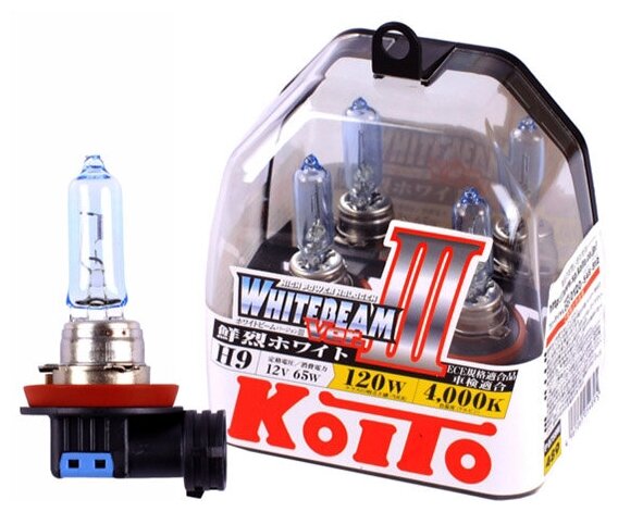 Галоген. лампа KOITO H9 12V 65W (120W) Hi-temp к-т 2шт.