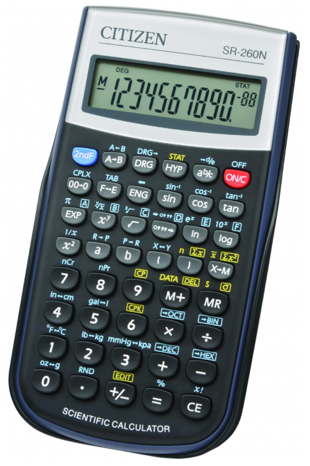 Калькулятор научный SR-260N 10+2 разрядов, 165 функций, пит. от батарейки, 149*70*12мм, черный Citizen 149215