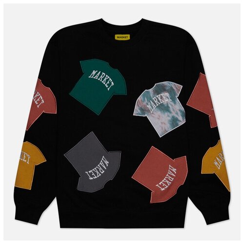 фото Мужская толстовка market t-shirt patch crew neck чёрный, размер xl