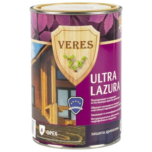 VERES пропитка Ultra Lazura, 0.9 л, №4 Орех пропитка veres платинум 4 орех 10 л