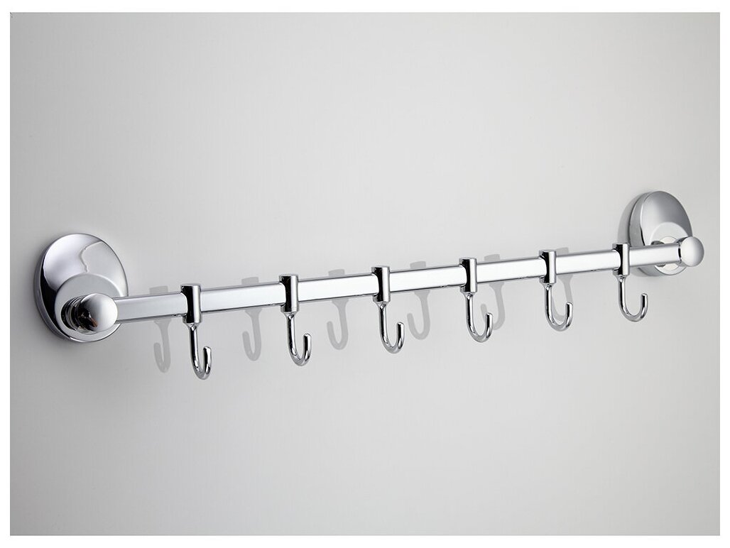 Планка с крючками для ванной Frap F1615-6, 6 крючков, хром
