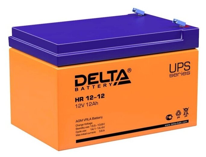 Аккумуляторная батарея DELTA Battery HR 12-12 12В 12 А·ч - фото №1