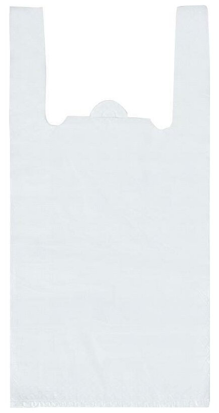 Пакет-майка Знак качества ПНД 15 мкм белый (28+13x57 см, 100 штук в упаковке) - фотография № 3