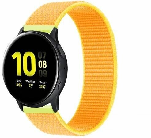 Ремешок для смарт-часов, фитнес-браслета универсальный 22 мм нейлоновый тканевый браслет Xiaomi Samsung Huawei Honor, желтый