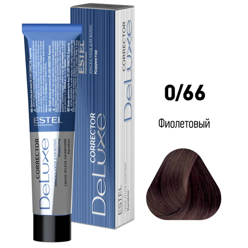 краска для волос sensation de luxe 0 66 фиолетовый 60 мл ESTEL De Luxe Corrector краска-уход для волос, 0/66 фиолетовый, 60 мл