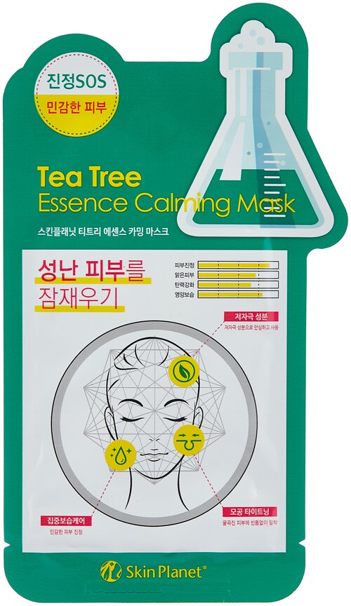 Skin Planet тканевая маска Skin Planet Tea Tree Essence Calming Mask с экстрактом чайного дерева, 26 г, 26 мл