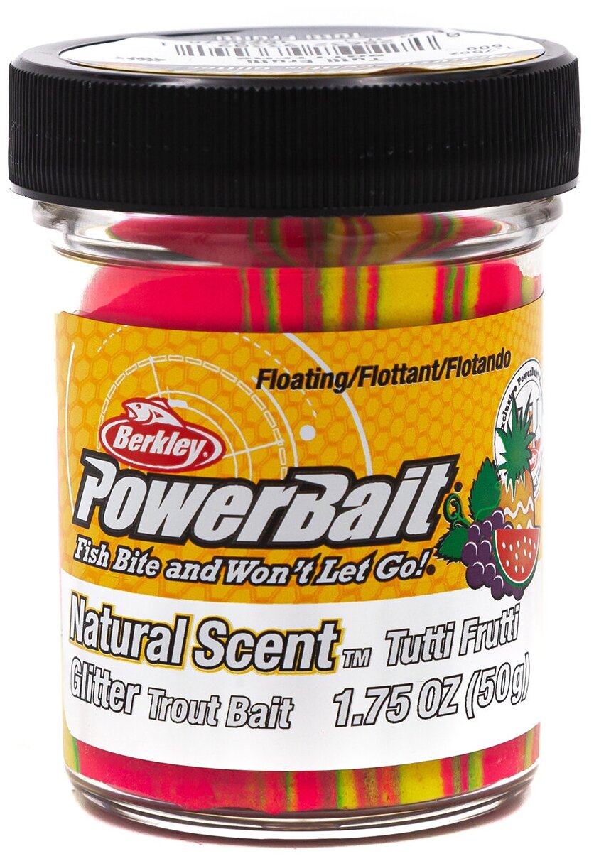 Форелевая паста BERKLEY PowerBait Natural SCENT Тутти Фрутти, Fruit Range, 50 гр. Glitter, 1525276