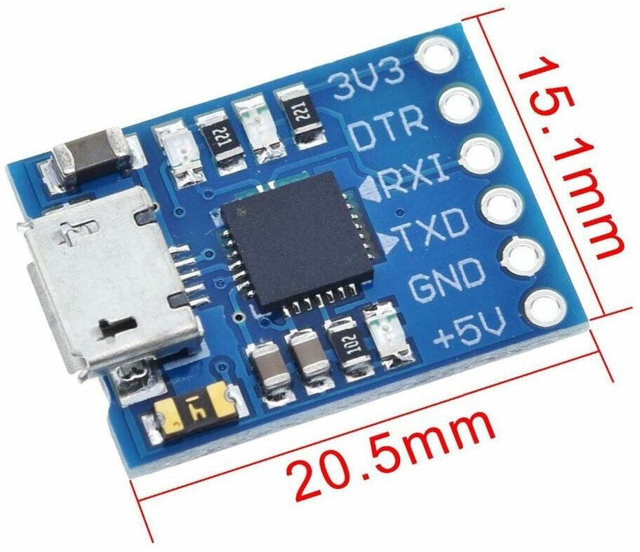 USB-TTL (USB-UART) программатор (CP2102), micro-USB, 6-pin, 1 шт.