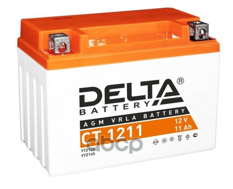 Аккумулятор Delta Battery Мото Agm 11 А/Ч Прямая L+ 151X86x112 Cca210 А DELTA battery арт. CT 1211