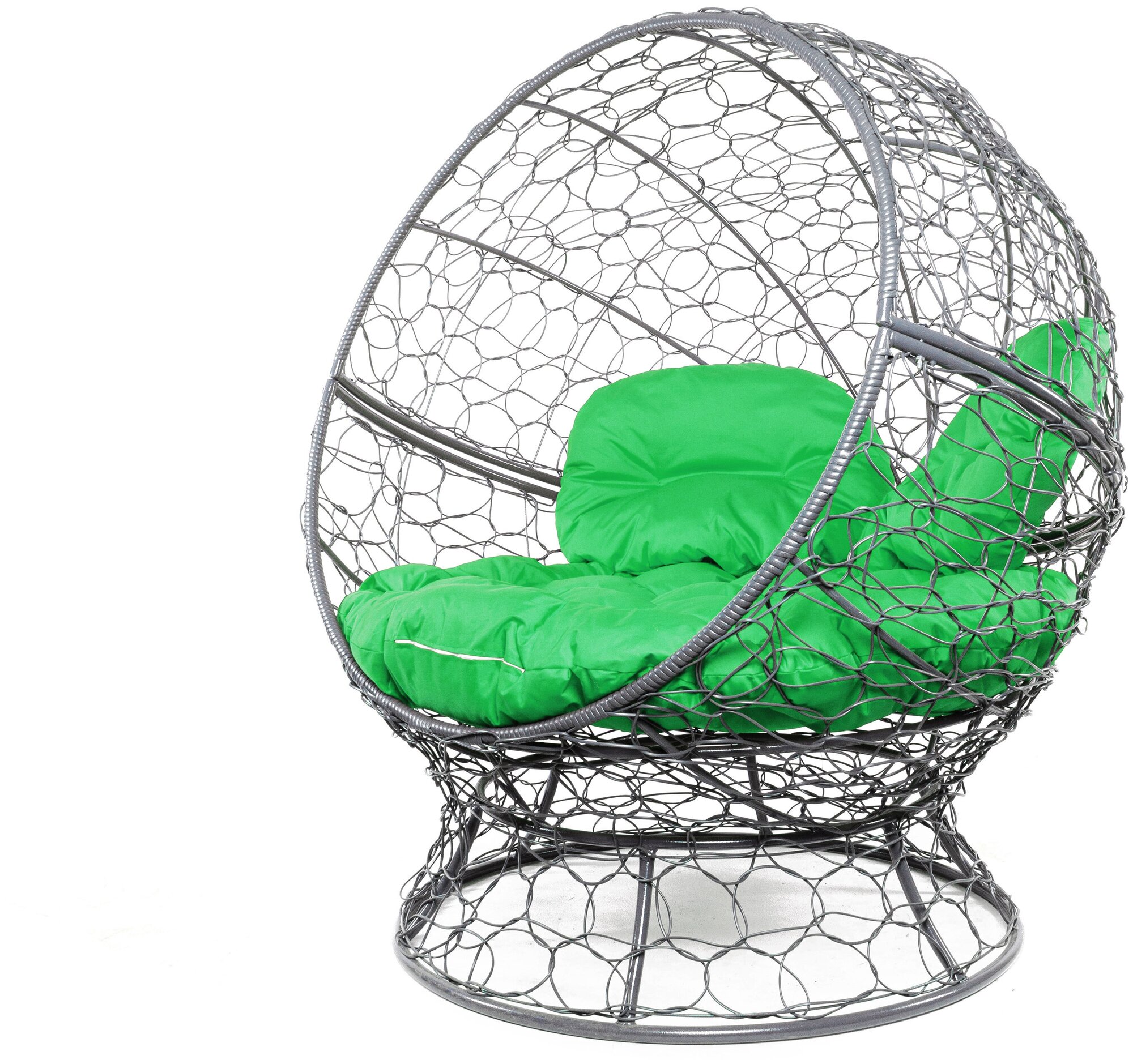 Кресло серое M-Group Апельсин ротанг, 11520304 зелёная подушка - фотография № 3
