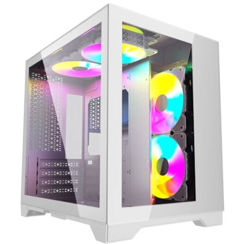 Powercase Корпус Powercase Vision Micro, White, Tempered Glass, 4х 120mm 5-color fan, белый, mATX (CVWM-L4) powercase корпус powercase alisio micro x4b tempered glass 4х 120mm 5 color fan чёрный matx camib l4 чёрный