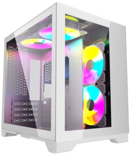 Powercase Корпус Powercase Vision Micro White Tempered Glass 4х 120mm 5-color fan белый mATX (CVWM-L4)