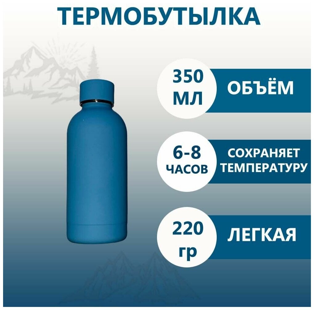 Термос, Термобутылка 350 мл, бутылка для воды 350 мл синий - фотография № 1