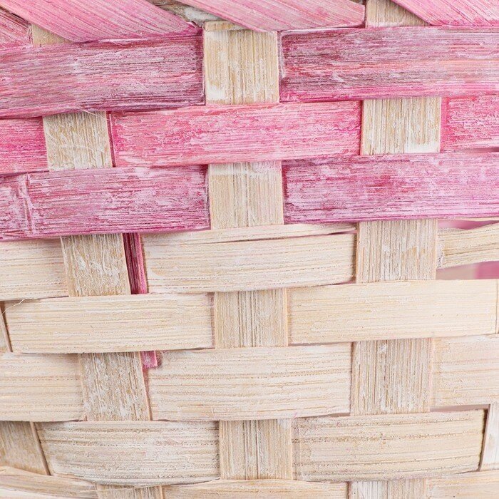 Корзина плетеная 19х9/34 см, розовый, бамбук - фотография № 4