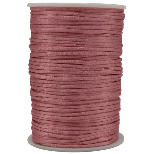 Шнур атласный 2 мм х 90 м, цвет: розовый для воздушных петель
