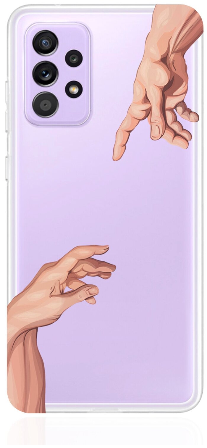 Прозрачный силиконовый чехол MustHaveCase для Samsung Galaxy A52 Сотворение Адама для Самсунг Галакси А52 Противоударный