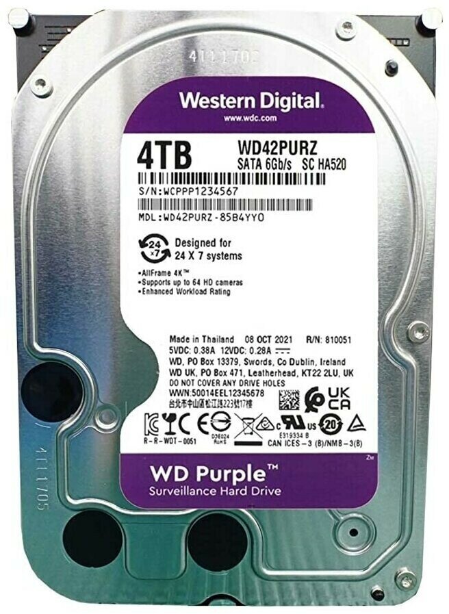 Жесткий диск Western Digital Purple 4TB (WD42PURZ)