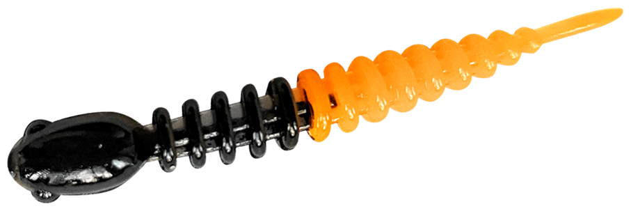 Силиконовая приманка TROUT BAIT CHUB 12шт в банке, головастик 50мм, СЫР, COL. 16 (Black-Orange)