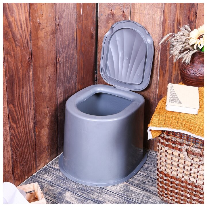 Туалет дачный, h = 35 см, без дна, с отверстиями для крепления к полу, серый - фотография № 3