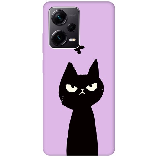 Силиконовый чехол на Xiaomi Redmi Note 12 Pro, Note 12 Pro+, Note 12 Explorer Edition Silky Touch Premium с принтом Disgruntled Cat сиреневый матовый soft touch силиконовый чехол на xiaomi redmi note 12 сяоми редми ноут 12 с 3d принтом cheshire cat черный