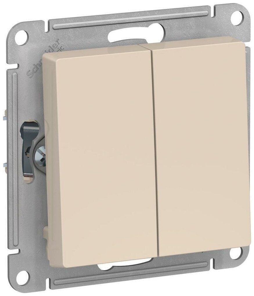 Механизм выключателя/переключателя проходного Schneider Electric AtlasDesign двухклавишный бежевый (комплект из 3 шт)