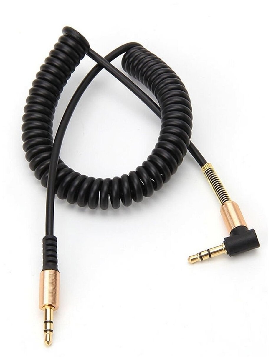 Кабель AUX STiX витой угловой резиновый 1 метр / Аудио кабель в машину / Автомобильный кабель для музыки / Кабель аукс в авто