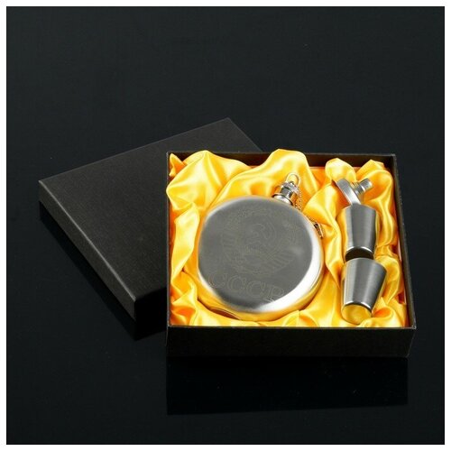 Подарочный набор 4 в 1 СССР фляжка 240 мл 2 стопки воронка хромированная 1145₽