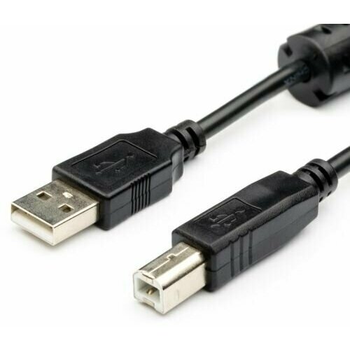 кабель buro usb2 0 am bm 1 8m mg usb a m usb b m 1 8м феррит кольца серый Кабель USB Atcom AT5474 Am <=> Bm, феррит, 1.5 m