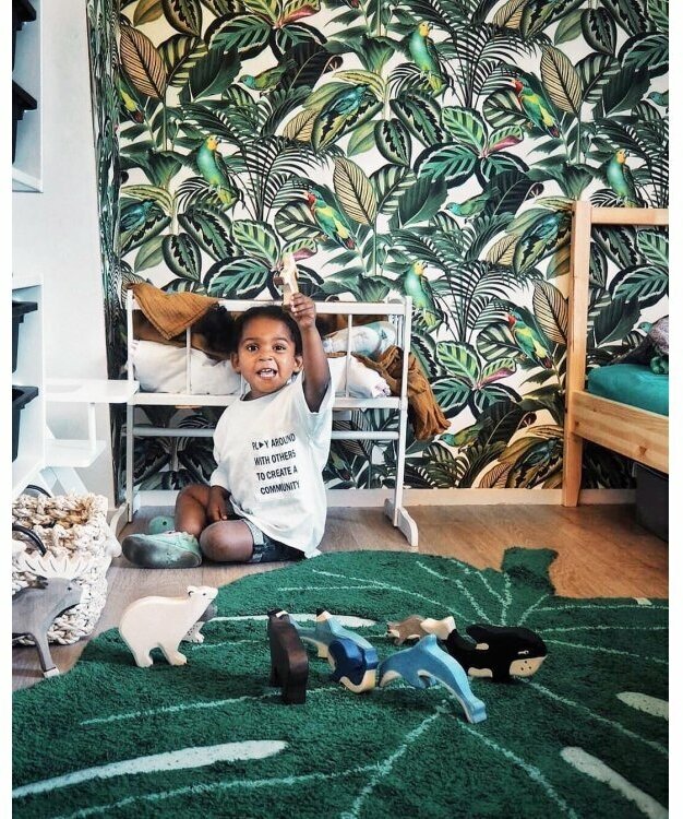 Ковер на пол в спальню, гостиную, детскую зелёный 1,2 на 1,8 м Lorena Canals Cotton Monstera Sheet C-MONSTERA Hoff - фото №9