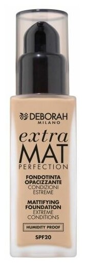 Тональная основа, Deborah Milano, Extra Mat Perfection Mattifying Foundation, тон 00 слоновая кость, 30 мл