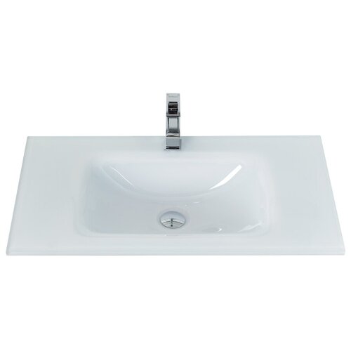 Стеклянная раковина без перелива белая глянцевая BelBagno BB810/465-LV-VTR-BL Bianco Lucido 810x465x145