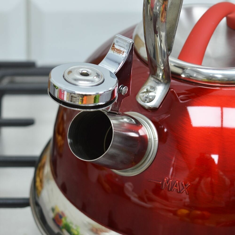 Чайник для плиты со свистком объем 3,2 л ТМ BOHMANN BH-7684 Red