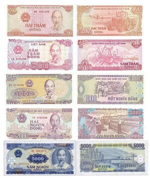 Набор банкнот Вьетнама, состояние UNC (без обращения), 1987-1988 г. в.