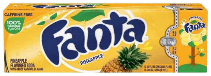 Газированный напиток Fanta Pineapple, США, 0.355 л, 12 шт.