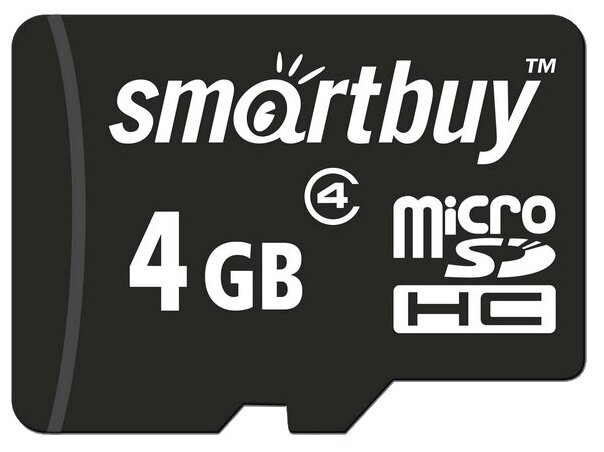 micro SDHC карта памяти Smartbuy 4GB Class 4 (без адаптеров)