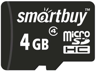 Карта памяти SMARTBUY SB4GBSDCL4-00 MicroSDHC, 4GB, Class4, черный